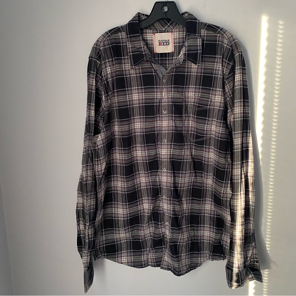 Vintage Red Men’s Button Front Flannel Shirt size XL